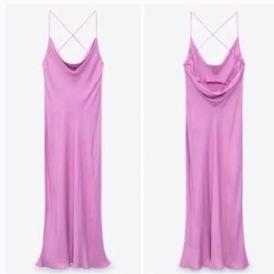 Zara Purple Satin Maxi Dress
